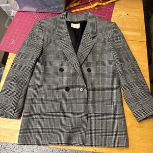 Pendleton Black and White Plaid Blazer